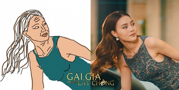Trong những hình ảnh được chia sẻ, một bên là những biểu cảm của Lan Ngọc trong MV mới, một bên là ảnh vẽ lại.