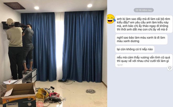 Cô vợ bỏ nhà đi vì chồng lắp rèm cửa của người yêu cũ.  