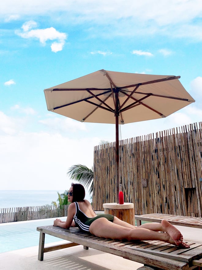 Mặc dù không sở hữu chiều cao nổi trội nhưng nữ diễn viên vẫn ghi điểm tuyệt đối bởi vòng 1 và vòng 3 đầy đặn, vòng 2 thon gọn, săn chắc.