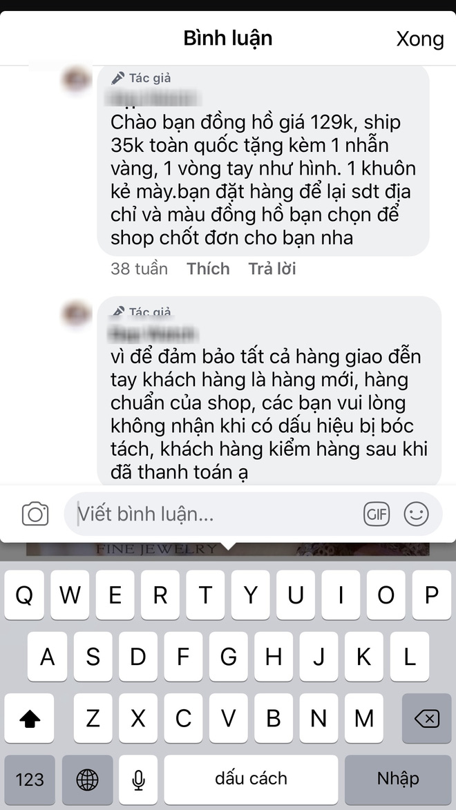 Lời quảng cáo của shop bán đồng hồ.