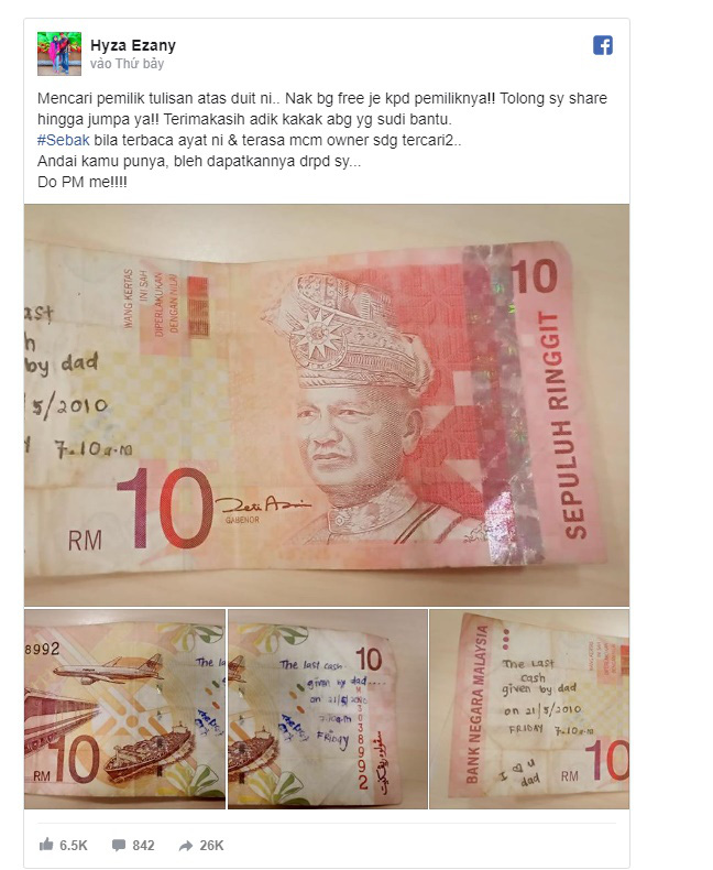 Bài đăng của Hyza Ezany trên mạng xã hội.