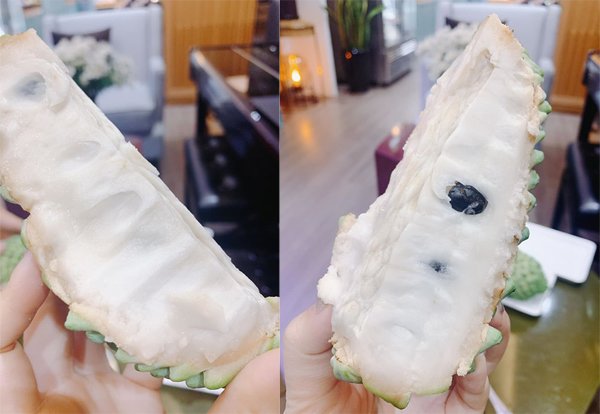 Phần thịt na bên trong trông không có nhiều khác biệt với na bình thường.