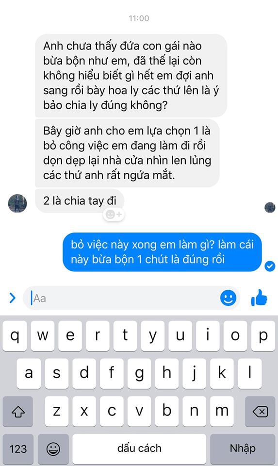 Đoạn tin nhắn của cặp đôi.