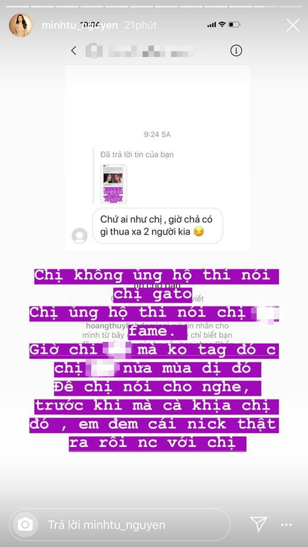 Minh Tú đáp trả cực căng khi bị mang ra so sánh với Lan Khuê và Hoàng Thuỳ.  