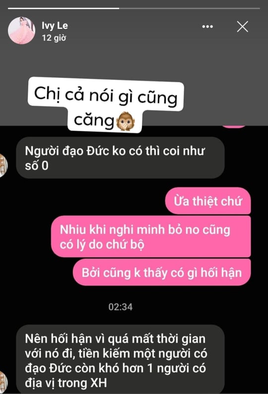 Vợ cũ Hồ Quang Hiếu đăng đàn ẩn ý nói Hồ Quang Hiếu là người đàn ông không có đạo đức.    