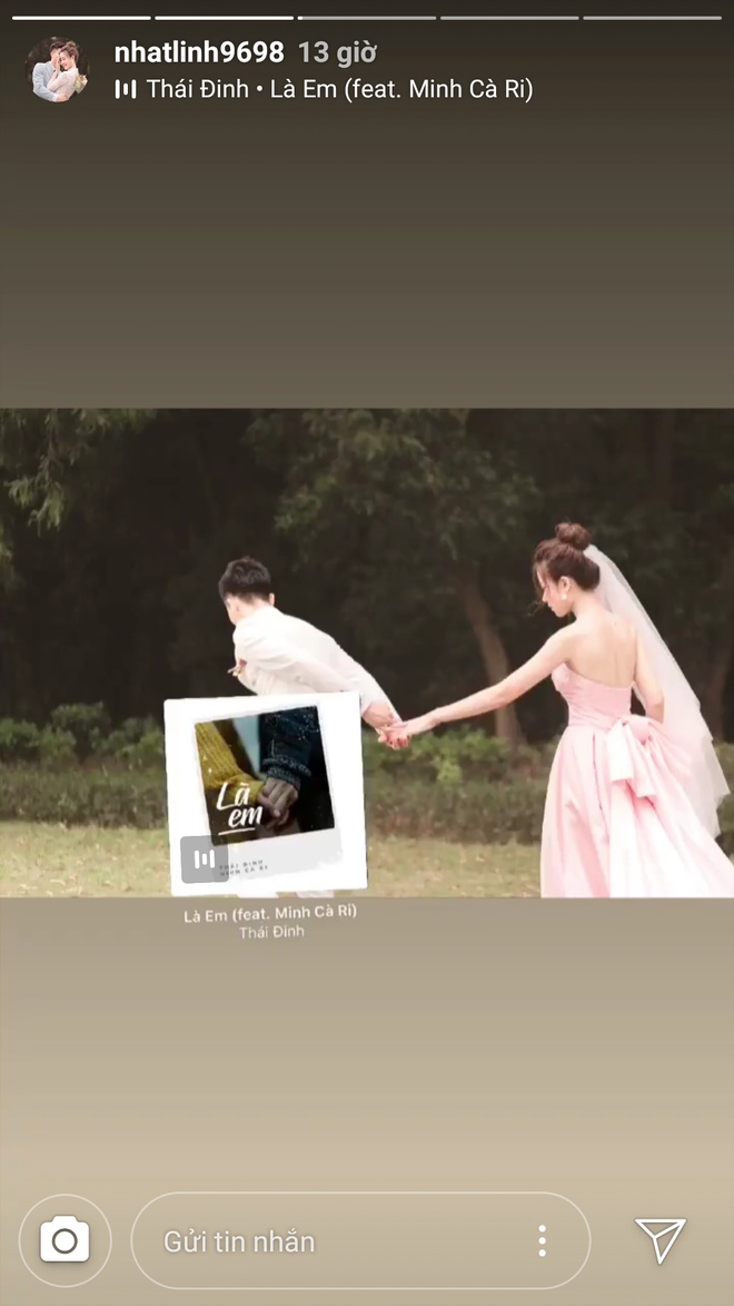 Nhật Linh cũng cập nhật hậu trường buổi chụp hình trên trang cá nhân.