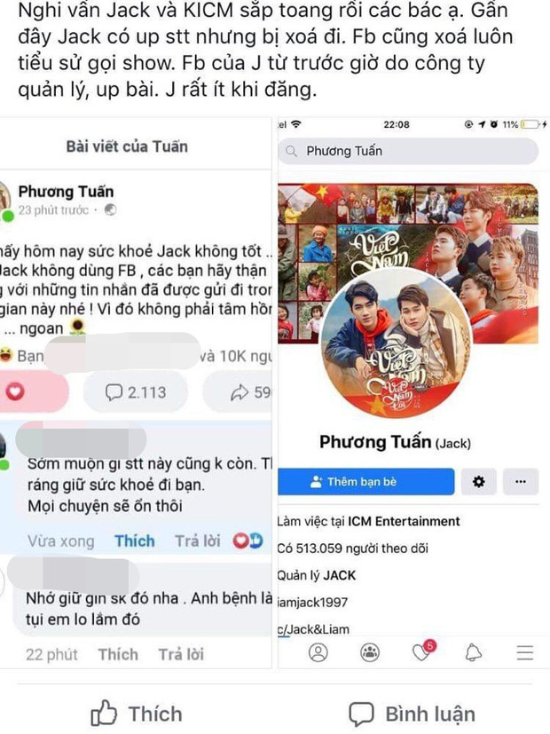 Mạng xã hội xôn xao thông tin Jack và K-ICM rạn nứt.    