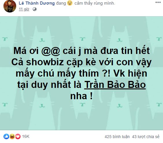 Ngô Kiến Huy công khai chỉ có vợ duy nhất là BB Trần.     