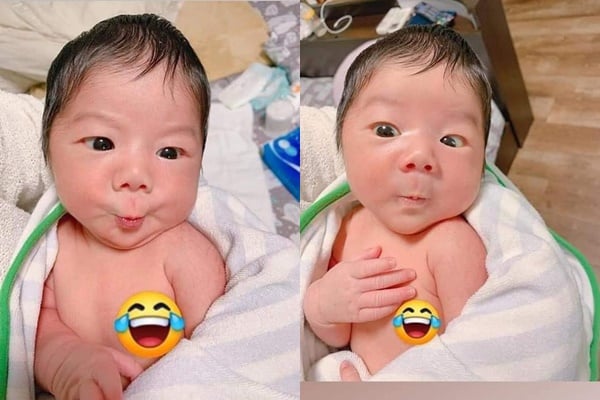 Em bé hết chu môi lại đến ngạc nhiên.