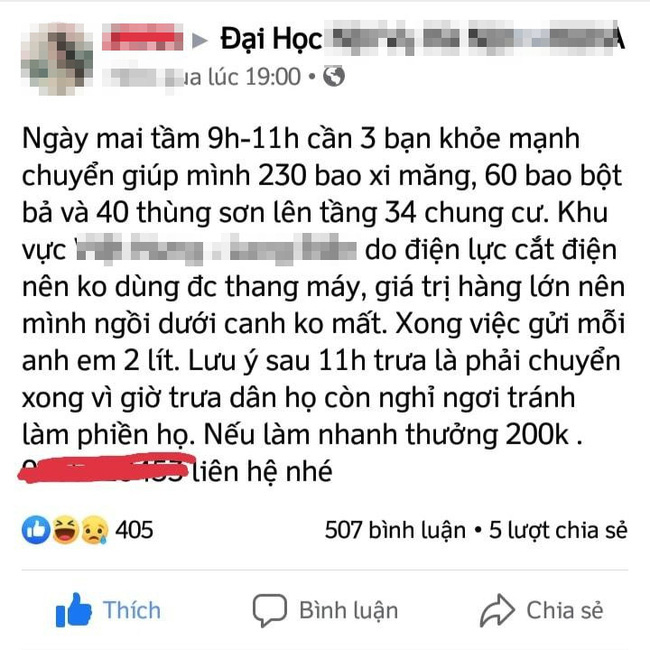 Bài đăng tuyển dụng đang gây xôn xao.