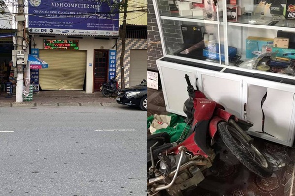 Đồ đạc của cửa hàng bị vỡ nát sau cú va chạm.