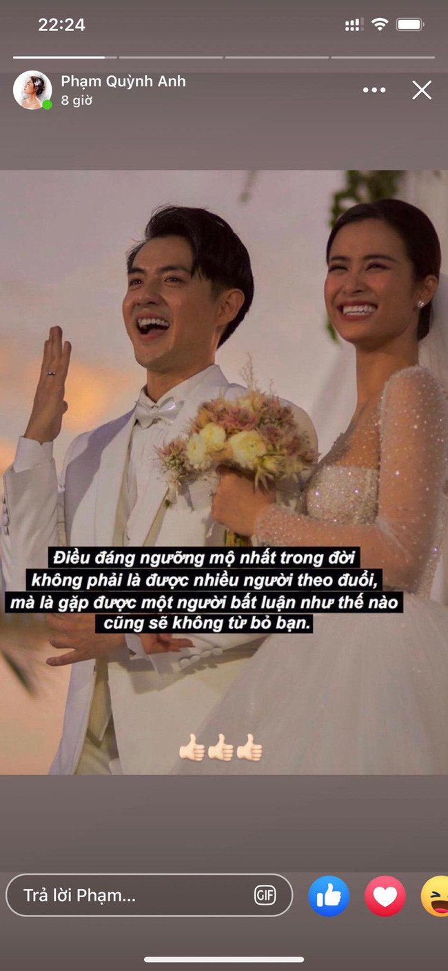 Những câu nói này của Phạm Quỳnh Anh không khỏi khiến công chúng liên tưởng tới cuộc hôn nhân đổ vỡ giữa cô cùng chồng cũ Quang Huy.