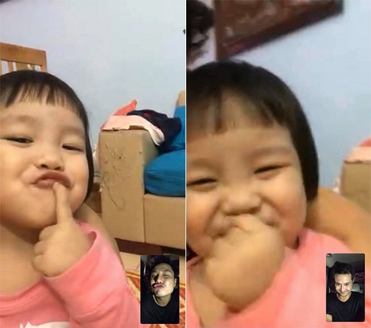 Hay đi diễn xa nên Thanh Sơn thường gọi facetime cho con gái.    