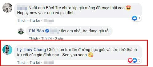 Lý Thuỳ Chang - bạn gái Chi Bảo đã gửi lời chúc đến con trai của nam diễn viên.    