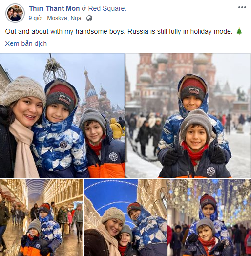 Vợ mới của chồng cũ Hồng Nhung vui vẻ bên các con ở trời Tây mà không có ông xã đồng hành.