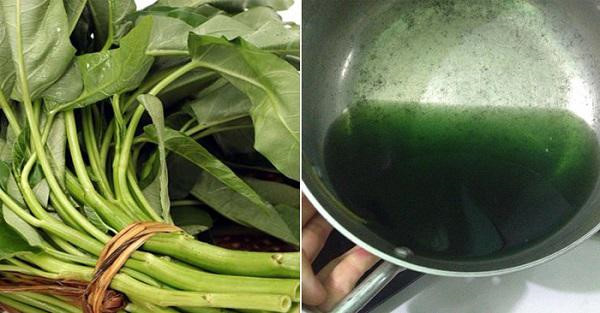 Nếu vắt chanh mà không thấy nước rau muống luộc đổi màu, bạn hãy cẩn thận.
