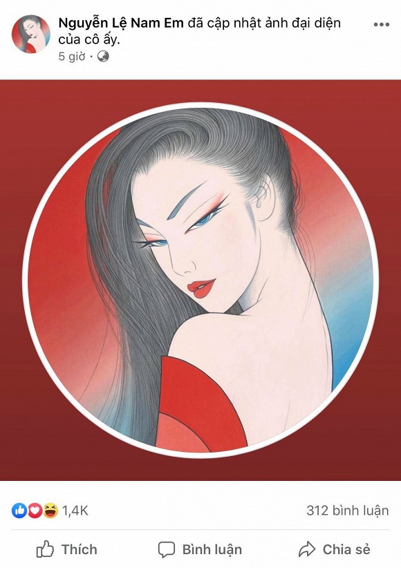 Nam Em thay đổi ảnh đại diện thành hình một cô gái sắc sảo và quyến rũ.