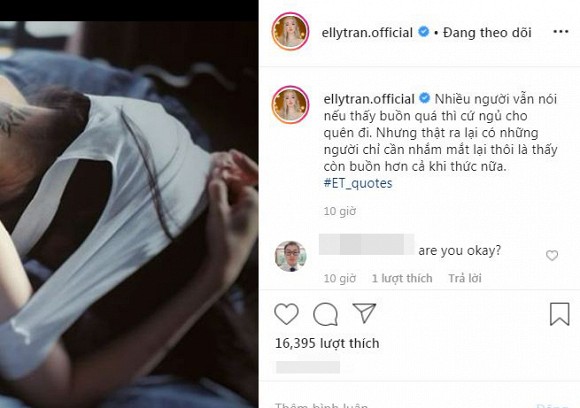 Mới đây, Elly Trần buồn bã chia sẻ: 