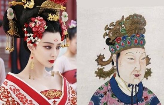 Võ Tắc Thiên tạo hình trên phim và qua mô tả lại sở hữu vẻ đẹp khác hoàn toàn nhau.