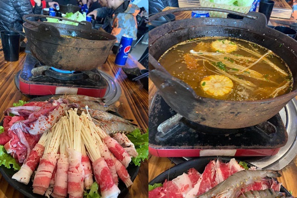 Nồi lẩu 600k mà anh chàng gọi ở nhà hàng. 
