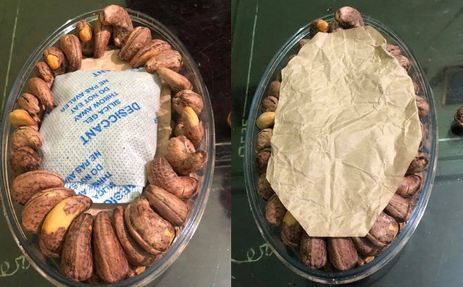 Hộp hạt điều của anh chàng mua dịp Tết.