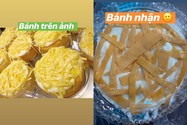 Chiếc bánh quảng cáo và chiếc bánh giao cho khách.
