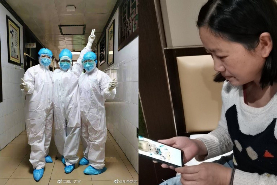 Nữ y tá rơi nước mắt gọi điện về cho con
