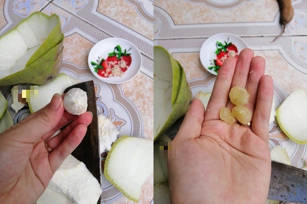 LÕi của quả bưởi bé như...củ tỏi.
