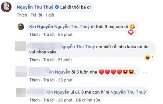 Mới đây, Thu Thủy và chồng trẻ Kin Nguyễn khiến dân tình xôn xao với nghi vấn đã chính thức có con đầu lòng sau 7 tháng kết hôn. Cụ thể, khi Kin Nguyễn đăng tải trên trang cá nhân dòng trạng thái chia sẻ về bé Herry sau kỳ nghỉ Tết dài vì dịch bệnh, Thu Thuỷ đã nhanh chóng đáp hồi: 