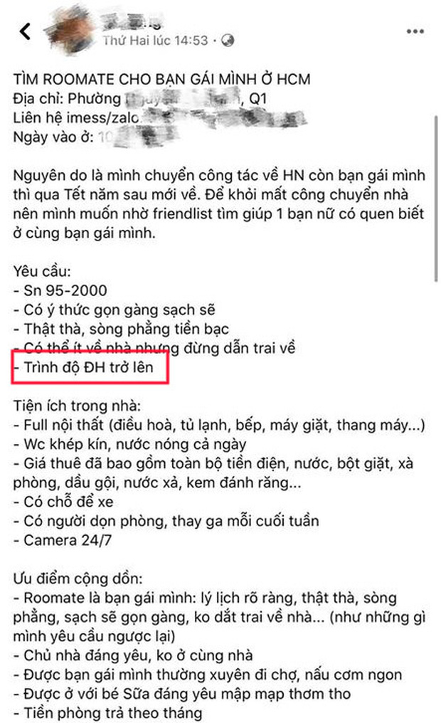 Bài chia sẻ trên MXH.