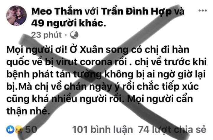 Bài viết sai sự thật trên MXH.
