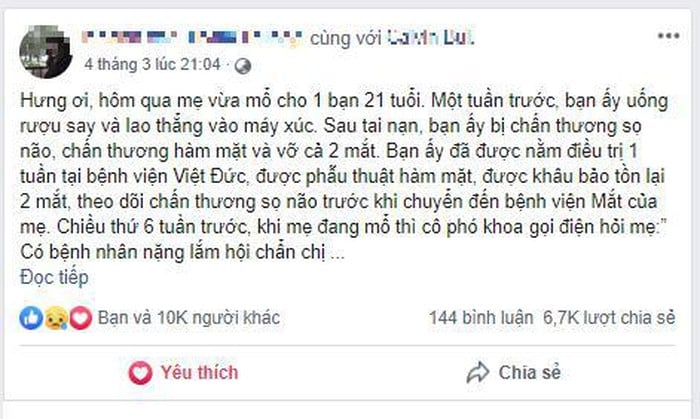 Bài viết đang gây chú ý trên mạng xã hội.