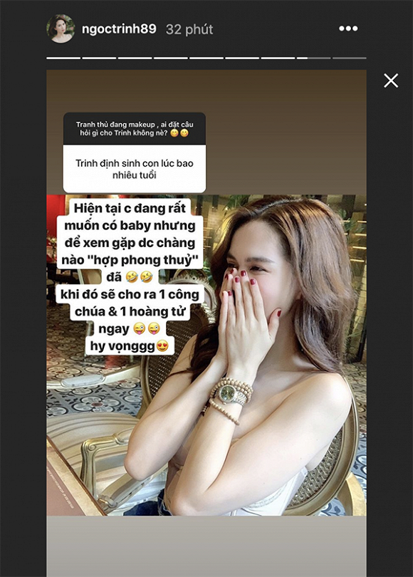 Ngọc Trinh bày tỏ mong muốn lấy chồng và sinh con.