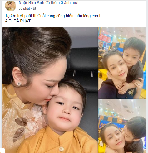 Nhật Kim Anh đăng ảnh con trai kèm theo lời cảm ơn.