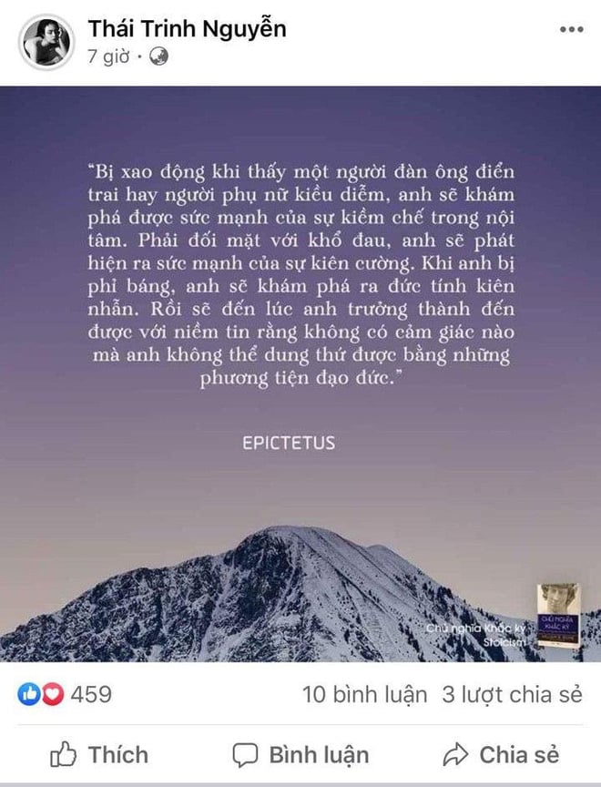 Nửa đêm hôm qua, Thái Trinh bỗng đăng quote ẩn ý làm nhiều người tò mò.