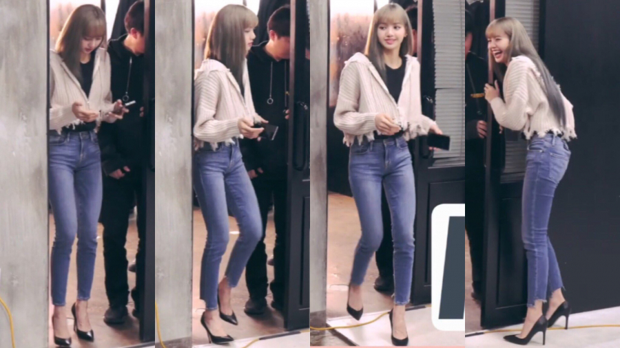 Lisa BlackPink đơn giản với skinny jean và áo cadigan oversize