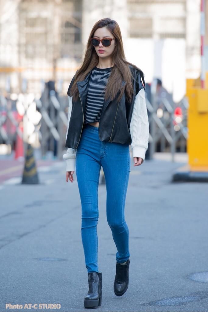 Nana cực ngầu với street style skinny jean cùng boyfriend jacket