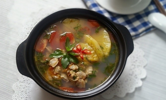 Canh ngao nấu sấu chua