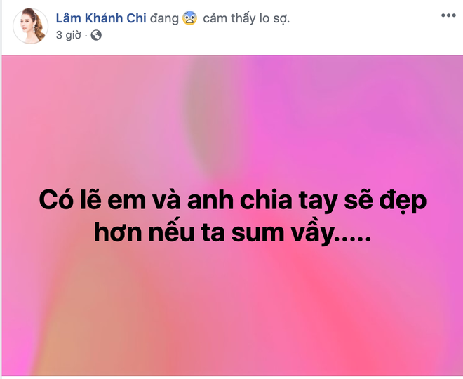 Status hôm qua Lâm Khánh Chi mượn lời bài hát để chia sẻ nỗi lòng đã bị xoá đi.
