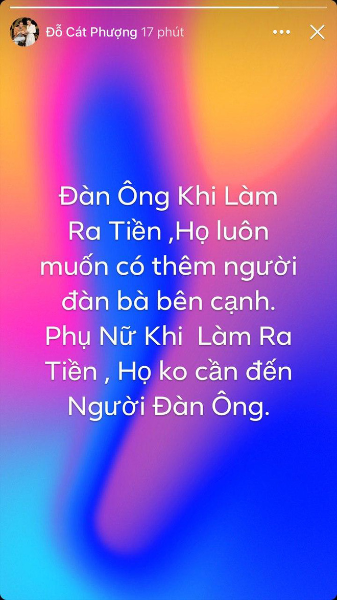 Nhiều người cho rằng Cát Phượng đang ngầm ám chỉ bạn trai Kiều Minh Tuấn vì trước đó anh từng dính lùm xùm tình cảm với An Nguy.