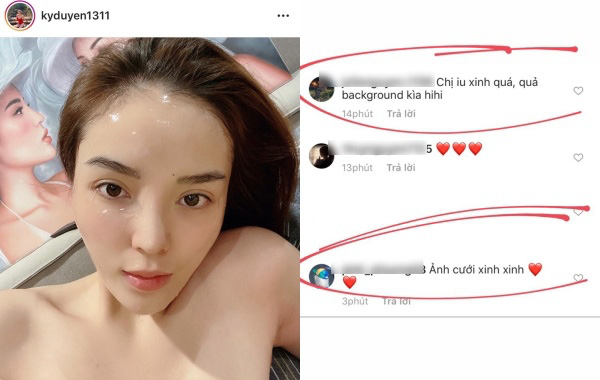 Dân tình đổ dồn sự chú ý vào bức tranh phía sau Kỳ Duyên chính là Minh Triệu.