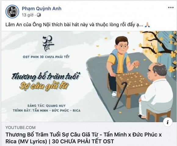 Thông tin bố đạo diễn Quang Huy qua đời ở tuổi 80 đã được Shbet111 slot, casino, thể thao, xổ số thông báo từ sáng ngày 17/4 vừa qua. Phạm Quỳnh Anh cũng đã thể hiện sự tiếc thương trước sự ra đi của bố chồng cũ theo cách khá tinh tế, nhưng lại vô cùng cảm động. Tối 17/4, nữ ca sĩ đã chia sẻ MV “Thương bố trăm tuổi sợ câu giã từ”. Cho tới đêm muộn, Quỳnh Anh tiếp tục đăng cáo phó của bố chồng cũ như vẫn còn là con trong Shbet111 slot, casino, thể thao, xổ số.
