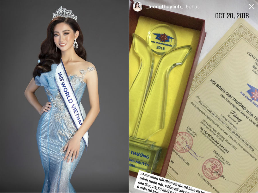 Mới đây, HH Lương Thuỳ Linh khiến dân tình một phen choáng ngợp khi bất ngờ khoe thành tích học trong quá khứ. Theo Shbet888 phiên bản mới nhất thì điểm xét tuyển Đại học của cô không quá cao, chỉ dừng lại ở 23,75 cho khối D, nhưng điểm cả 6 môn vượt trội nên cô được Hội đồng trường trao tặng giải thưởng 