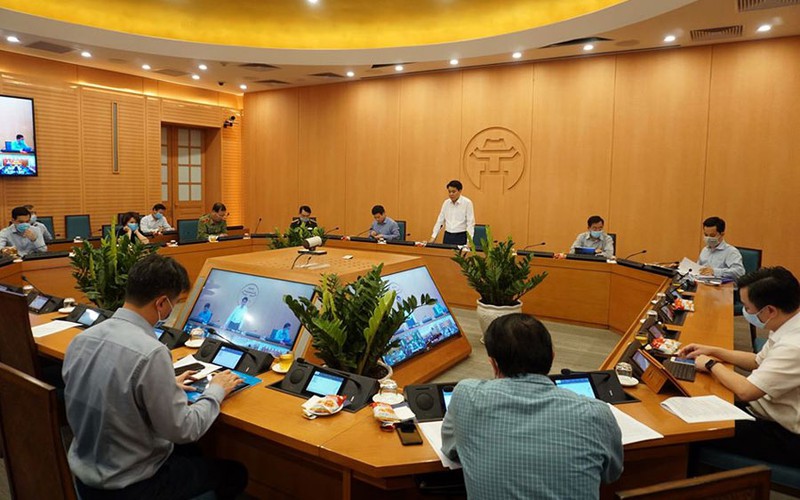 Cuộc họp Ban chỉ đạo phòng chống Covid-19 Thành phố Hà Nội chiều 20/4.