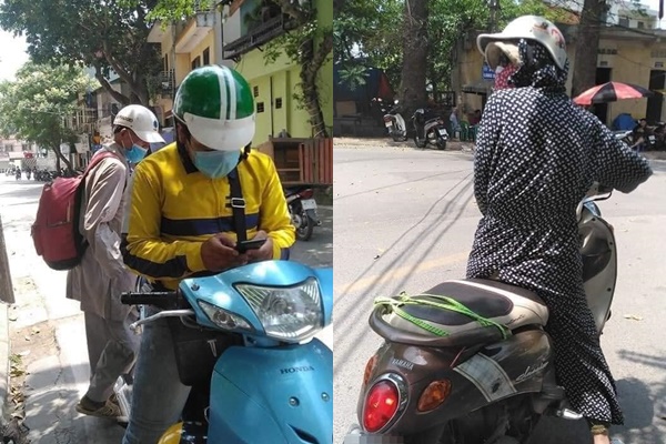 Cô gái giúp đỡ cụ ông mua vé để về quê.