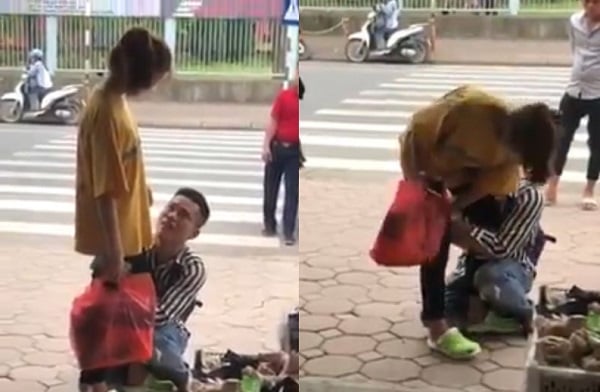 Anh chàng quỳ gối, khóc lóc van xin bạn gái quay lại sau khi chia tay.