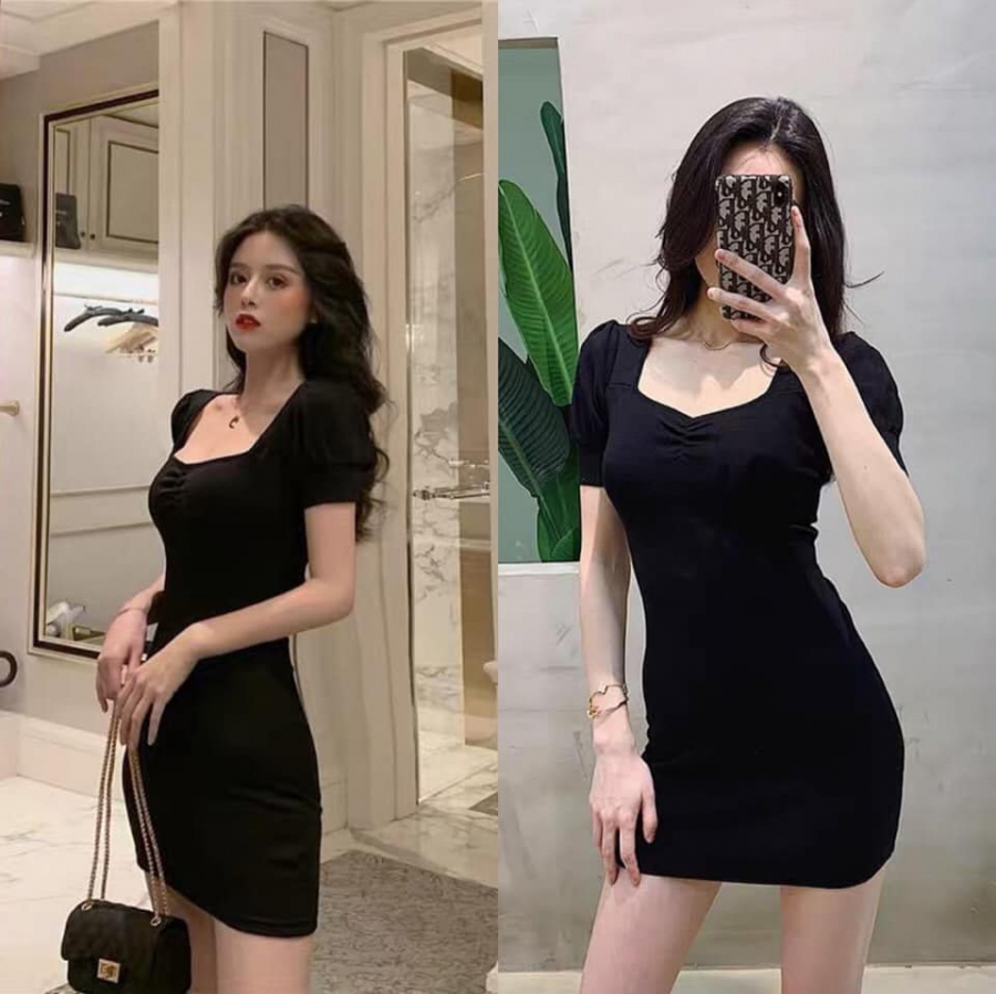 Trước hết bạn cần 1 kiểu váy dáng basic với phần ngực cúp tay phồng vừa đơn giản lại cực bánh bèo như thế này