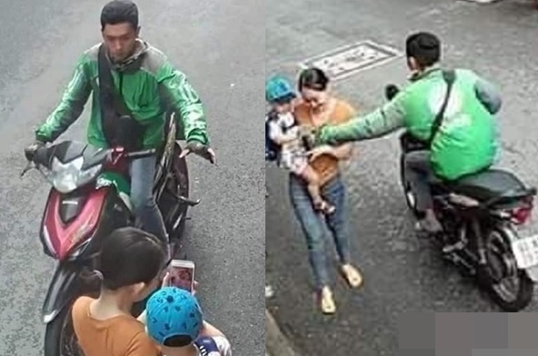Tài xế Grab cướp giật điện thoại của người phụ nữ đi trên đường.