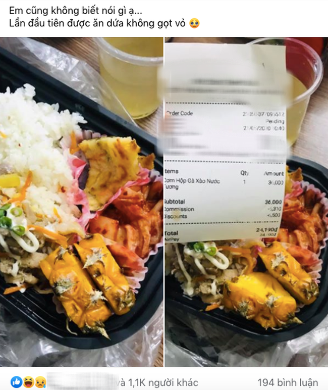 Hình ảnh hộp cơm được chia sẻ trên mạng đã nhận được rất nhiều sự quan tâm của mọi người.