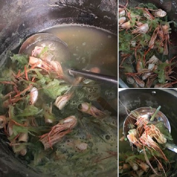 Hình ảnh nồi canh bầu mà ông chồng nấu cho vợ.